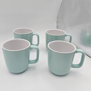 Corelle Dahlia Stoneware Aqua Mugs 13 oz